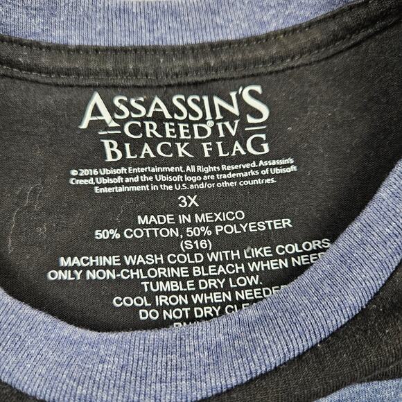 Assassins Creed Black Flag Shirt Long Sleeve Mens 3X - Picture 5 of 10